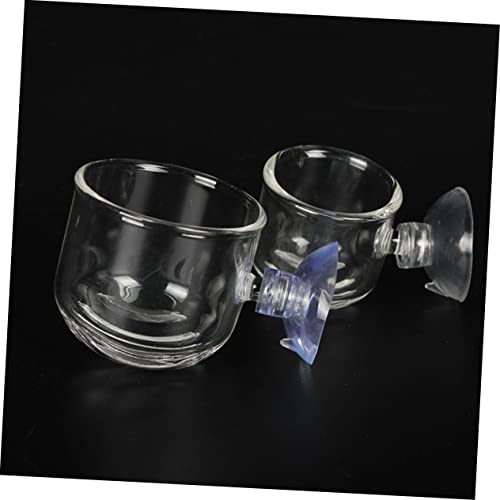 2Pc Clear Glass Feeding Cups for Fish for Red and Brine Shrimp Aquarium Equipment for Aquatic Supplies Enhance Fish Feeding Experience