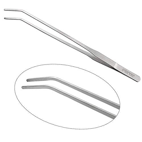 FEITA Extra Long 15 Inch Tweezer Stainless Steel Curved Tip for Aquarium Fishtank Aquascaping Tools, Aquarium Fishtank, Mega Reptile Feeding Tongs - style: 15Inch Curved-Tip