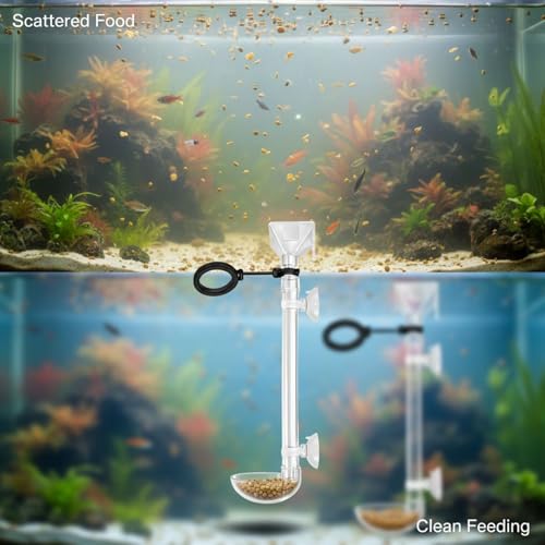 Large Fish Feeder Tubes, Shrimp Feeding Tube with Feeding Circle, Scoop and Brush, Adjustable Retractable 9.6-16.1 in, Clear Aquarium Shrimp Feeding Dish Set for Small Fish
