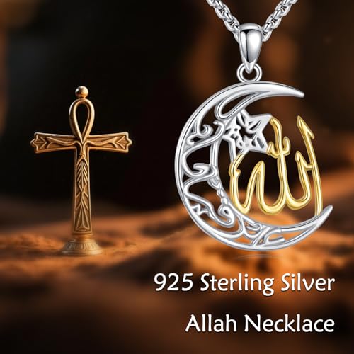 YAFEINI Allah Necklace Sterling Silver Islamic Pendant Arabic Jewelry for Women Mom