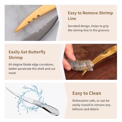 Shrimp Deveining tool Multi-Colored Shrimp Deveiner Tool Stainless Steel Shrimp Peeler and Deveiner Tool Seamless Shrimp Peeler for Easy Shrimp Deveining (Silver)
