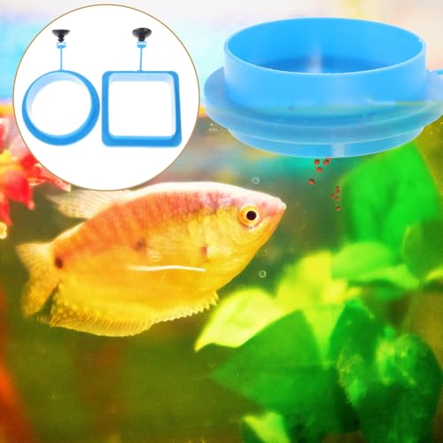 Cabilock 2pcs Blue Thickened Fish Feeding Rings Reusable Aquarium Feeder Circles for Tropical Fish Tank Feeding and Food Control