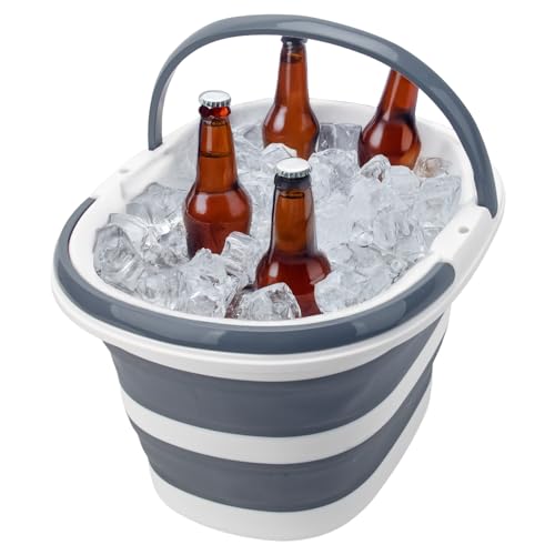 Collapsible Water Bucket with Handle, 10L(2.6 Gallon) Foldable Plastic Bucket for Mopping, Window Cleaning, Car Washing, Fishing, Ice Buckets for Camping, Portable Household Organizer Caddy