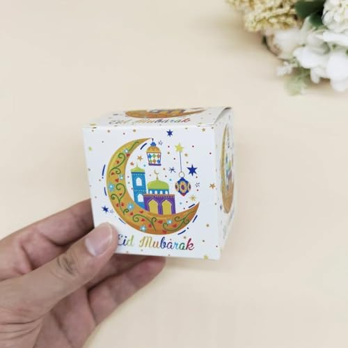 16 Pcs Eid Mubarak Candy Box Ramadan Gift Boxes Muslim Party Favor Boxes Paper Gift Box for Eid Islamic Party Decorations
