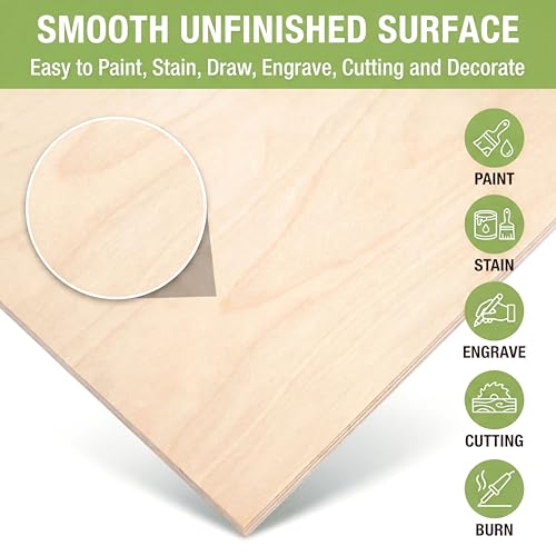 18 Pack Basswood Sheets 1/8" Thickness,Dimension 12"x18" | Unfinished Plywood Smooth,Thickness 3mm Basswood for Laser Cutting,Engraving,Wood Burning,Painting,Model Making,DIY Projects