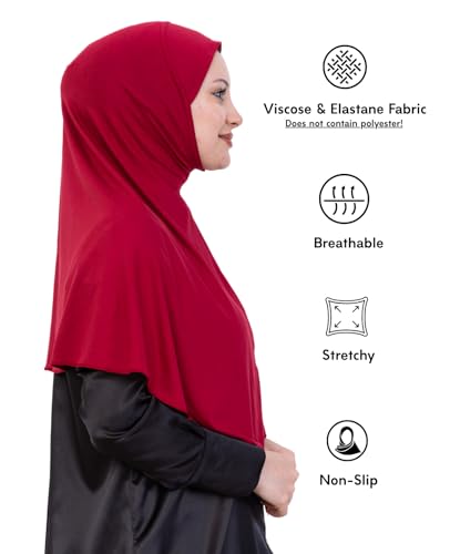 Prien Ready Hijab For Women, One Piece Muslim Instant Turban, Easy To Wear Long Head Scarf, Turkish Islamic Clothes For Abaya - color: Burgundy