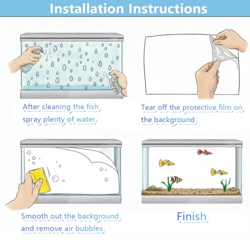 Aquarium Background Static Cling White Fish Tank Sticker 79 x 19.6 inches | Easy Install for Glass Tanks, No Residue, Reusable - color: White, size: 79 x 19.6 inches