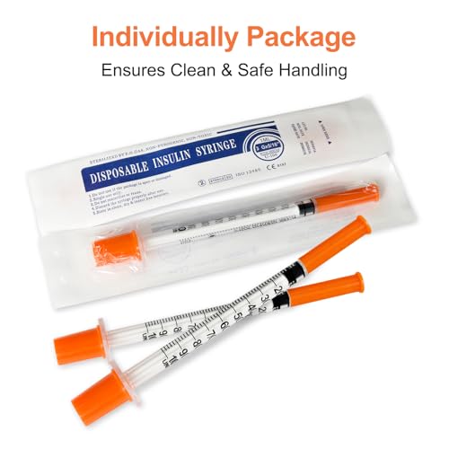 U-100 1cc Syringes with Needle 30G 5/16''(8mm), Disposable Syringes, Individual Wrapped Pack of 30 - size: 1ml 30G 5/16"