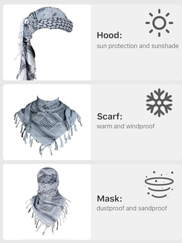 FREE SOLDIER Scarf Military Shemagh Tactical Desert Keffiyeh Head Neck Scarf Arab Wrap with Tassel for Men Women - color: Camo Blue