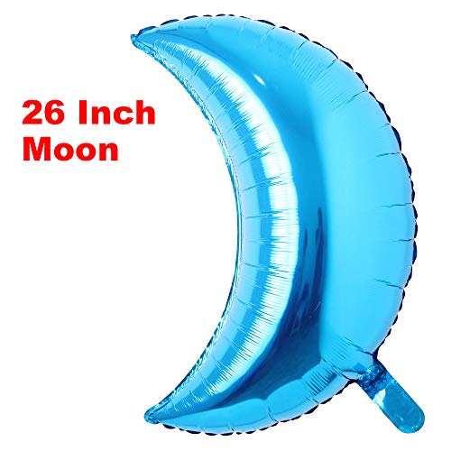 26 inch large moon foil helium balloons baby shower 100 days kids birthday party wedding decoration supplies big moon balloons (26 inch Moon Blue) - color: 26 Inch Moon Blue