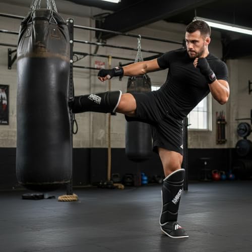 Centurion Muay Thai Shin and Instep Guards, High-Density Foam Protection, Skintex Leather, Adjustable Straps, Lightweight & Durable for MMA, Kickboxing, Muay Thai, and Taekwondo - size: Small