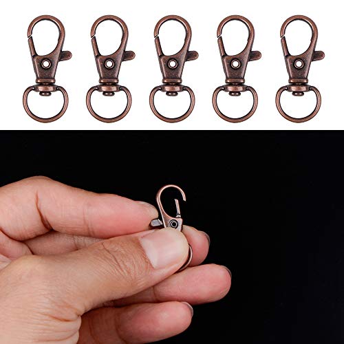 120PCS Premium Swivel Lanyard Snap Hook with Key Rings, Metal Keychain Hooks for Jewelry Making, Crafts (red Bronze) - color: Ancient red copper