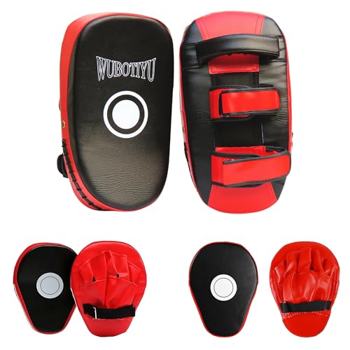 2-in-1 Punching Mitts Kick Pack Set, Boxing Pads Curved Focus Mitts, Training Hand Pad Taekwondo Kick Pad for Beginner, Adjustable Strike Shield Arm Pad for Muay Thai, Taekwondo, MMA