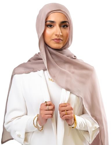 KHELANI Premium Modal Hijab Set – Lightweight & Soft | Luxury Hijabs Wrap, Head Scarf for Muslim Women with Hijab Undercap - color: Truly Taupe