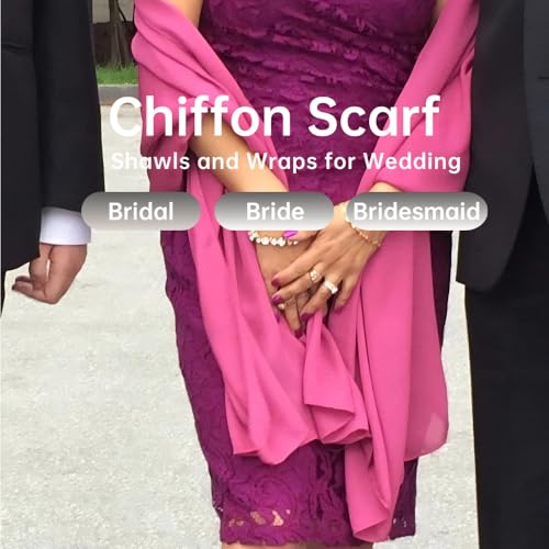 Harewom Chiffon Hijab for Women Sheer Shawl and Wraps for Wedding Bridal Scarves Summer Lightweight Sun-proof Scarf - color: Rose Red Chiffon Hijab Shawls Scarves