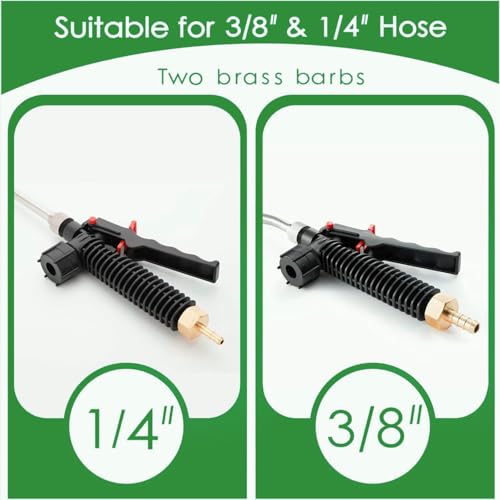 Acid Resistant Sprayer Wand with 4 Types of Nozzles, Pump Replacement Sprayer Wand with 1/4" & 3/8" Brass Barbs and 2 Hose Clamps