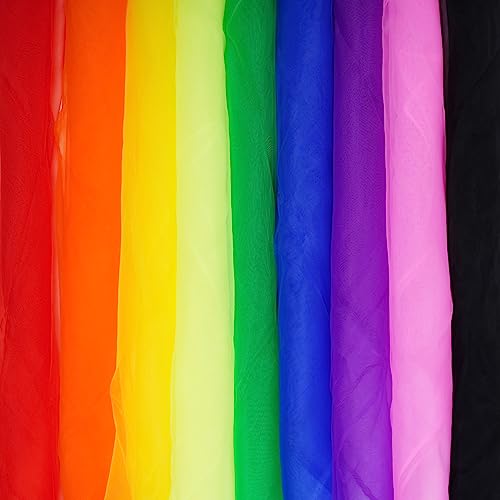Fengek 9 Pcs Chiffon Scarf, 27.6 Inch Square Solid Color Bandana Handkerchief Ribbon Scarves for Women Girls - color: Multicolor 2