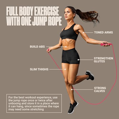 SPORTBIT Adjustable Jump Rope for Fitness and Exercise | Fitness and Exercise, Cardio, Boxing, and Weight Loss, Speed Rope, Men & Women - color: Magenta