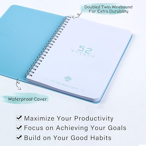 Undated Weekly Planner- Weekly Goals Notebook, A5 To Do List Planner, Habit Tracker Journal with Spiral Binding, 5.7 x 8.0 inches - color: Blue