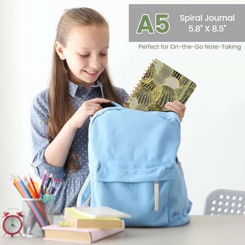 CICPAP Lined Spiral Journal Notebook, A5 College Ruled Notebook for Journaling, Note-Taking, and Daily Planning, Durable Hardcover with an Elegant Design, Cactus - color: T.Cactus