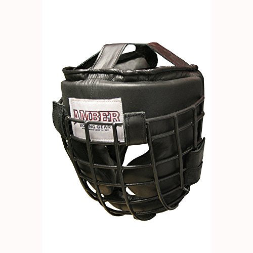 Heavy Leather Headgear with Removable Face Mask, Adjustable Hook & Loop Closure - Ideal for Boxing, Kickboxing, MMA Training