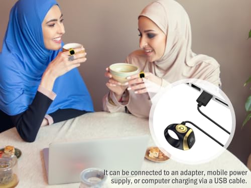 Smart Tasbih Zikr Ring - Digital Electronic Tally Counter for Muslim Islamic Prayer (Black, 20mm)