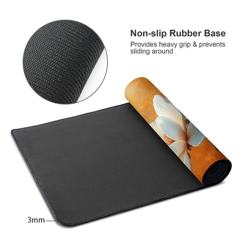 Flower Gaming Mouse Pad, Mouse Pad 60x32in, Large Desk Mat with Non-Slip Rubber Base, Office Desk Accessories, Large Extended Gaming Keyboard Mat, Big Mousepad for Computer Gamer Office, Orange 5-2703 - size: 60 x 32 x 0.1