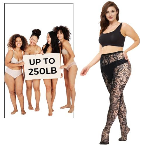 Black Fishnet Stockings for Women, Fishnet Tights Plus Size One Size Fit All - color: Black1, size: One Size