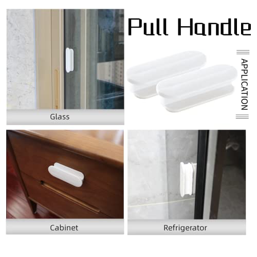 Self-Adhesive Pull Handles 4 Pack, Handle Helper for Kitchen Cabinet Knobs Drawer Window Sliding Closet Push Pull Helper Stick-on Handles (White) - color: White