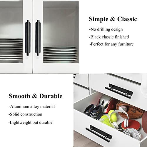 Self Adhesive Cabinet Handles Pulls - 2 Pack Aluminium Alloy Drawer Push Pull Handles Helper with Adhesive | No Drilling | Stick On Handle for Kitchen Cabinet Drawer Window Sliding Closet (5.83") - color: New Black, size: Small (5.83")
