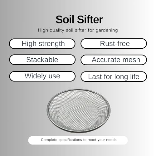 3 PCS Soil Sieve for Garen -12 inches Soil Sifter for Rocks Compost Suitable for 5 Gallon Drums 10mm,6mm,3mm