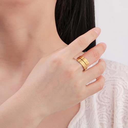 Dreamtimes Islamic Ayatul Kursi Rings for Women Muslim Quran Allah Openable Rings Allah Ring Ayatul Kursi Arabic Calligraphy Rings for Men Islam Eid Ramadan Gifts - color: Gold