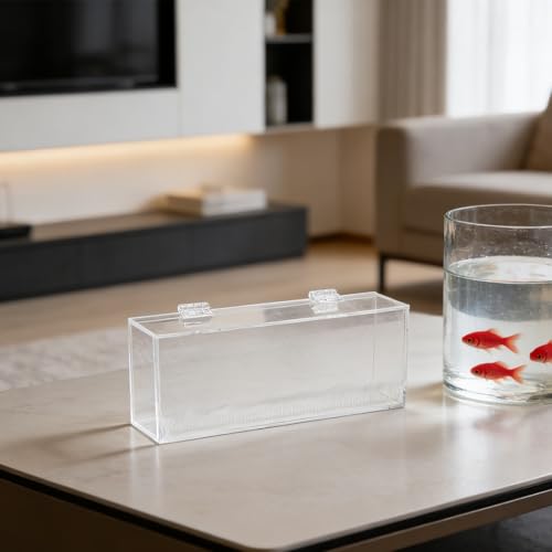 Fish Acclimation Box: Clear Acrylic Breeder Box - 9.84x3.78in - Aquarium Isolation Separator for Isolating Fish Fry/Betta Hatching/Guppy Breeding - size: 25.00X9.60X5.10CM