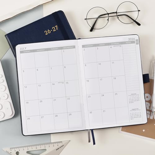 2026-2027 Planner - Academic Planner 2026-2027 Weekly Monthly Planner, July 2026 - June 2027, 5.7'' x 8.4'', Thick Paper, Leather Cover, Pen Holder, Back Pocket, Perfect Daily Organizer - Navy Blue - color: Navy Blue