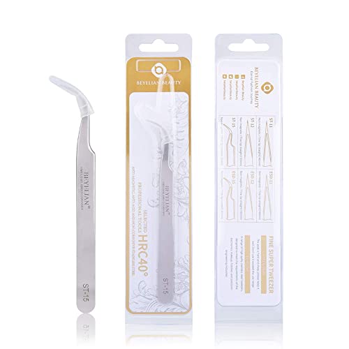 BEYELIAN Eyelash Extension Tweezers, Professional sticker tweezers | Eyelash Extension Tweezers, Professional sticker tweezers for crafting Curved Tip Stainless Steel ST-15 - style: ST15