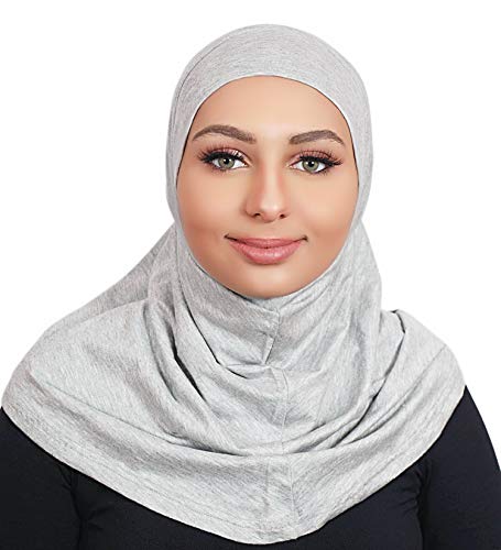 AL AMIRA Hijab one pcs Muslim Hijab Cotton Amira 1 Piece Hood Hijab Tube - color: Heather Gray