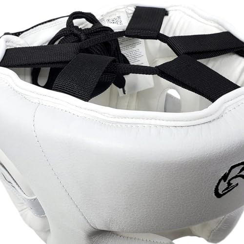RIVAL Boxing RHG2 Hybrid Headgear - Ultra-Thin, Super-Sleek Design, Compact Training Style with Cheek Guards - color: White, size: Small