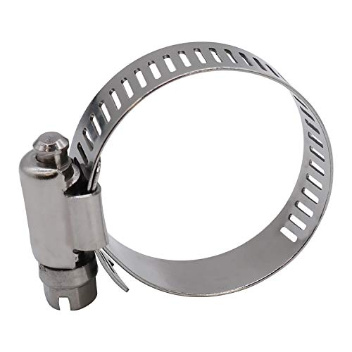 1.75 inch Hose Clamp Full Stainless Steel: 33mm - 57mm,10 Pack | 1.75 Hose Clamp Worm Gear - SAE 28 Size, 1/2" Band Width: smoothly install and precisely fit hose & pipe size - size: 1.75" Hose Clamp 33mm - 57mm (1.3" - 2.25")