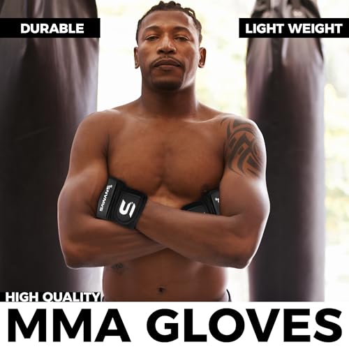 SAWANS MMA Gloves Karate Mitts Punch Bag Boxing Gloves Martial Arts Combat Taekwondo Kickboxing Mitts Fighting Grappling Training for Womens Mens Adults - size: Large