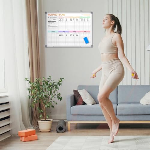 Fitness Tracker Magnetic Whiteboard Workout Plan Dry Erase Board for Wall 24'' x 18'',Hanging Mounted Weekly Fitness Tracker Gym Exercise Tracker Schedules and Checklists - size: Large