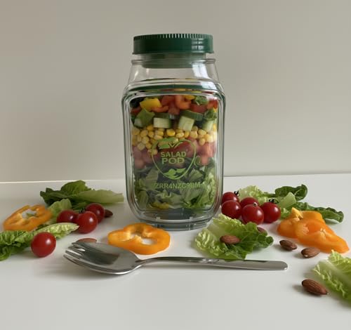 All-in-One Salad Pod Salad Jar with Dressing Container for Fresh On-The-Go Meals at Office Gym or Outdoors