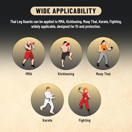 Endless Martial Arts Shin Guards | Material: Faux Leather | Adjustable Thai Leg Guards with Instep Protection for Kickboxing/MMA Training and Sparring - size: Medium