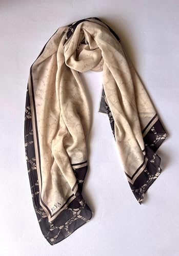 Hijab Modest and Elegant | Beautifully Designed Printed Chiffon Patterns | Muslim Women Head Scarf and Veil - color: Black - W