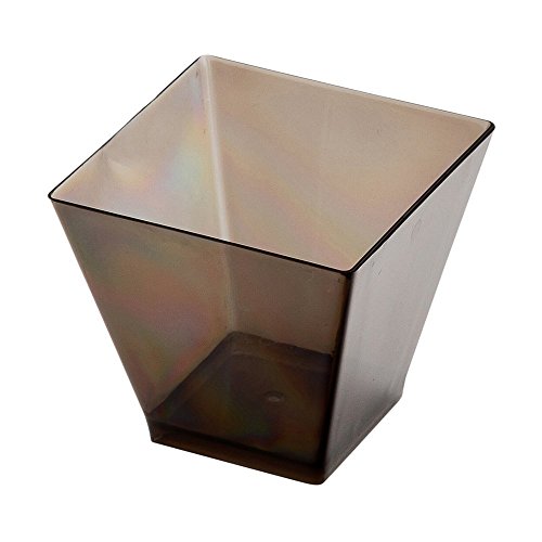 Restaurantware 2-OZ Mini Kova Dessert Tumbler Cup - Elegant Square - Smoked Grey Plastic Cups: Perfect for Serving Desserts & Snack Samples - Disposable & Eco-Friendly - 100-CT - color: Smoked Grey, size: 2 oz