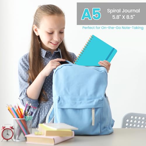 CICPAP Lined Spiral Journal Notebook, A5 College Ruled Notebook for Journaling, Note-Taking, and Daily Planning, Durable Hardcover with an Elegant Design, Turquoise - color: G.Turquoise