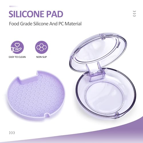Retainer Case Slim Aligner Case with Vent Holes Removable Inner Tray Silicone for Easy Cleaning, Retainer Removal Tool and Brush (Clear Purple) - color: Clear Purple