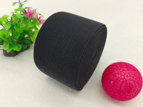 Black Wide Knit Elastic Band for Sewing 3 inch 5yards Double-Side Twill Woven Elastic Heavy Stretch Elastic Spool Band for Pants Waist-Wigs-Skirts-Craft-DIY Projects - color: Black