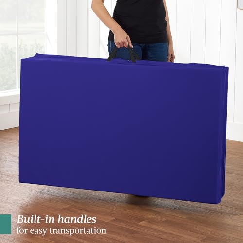 Best Choice Products 10ftx4ftx2in Folding Gym Mat 4-Panel Exercise Gymnastics Aerobics Workout Fitness Floor Mats w/Carrying Handles - color: Blue w/Beam