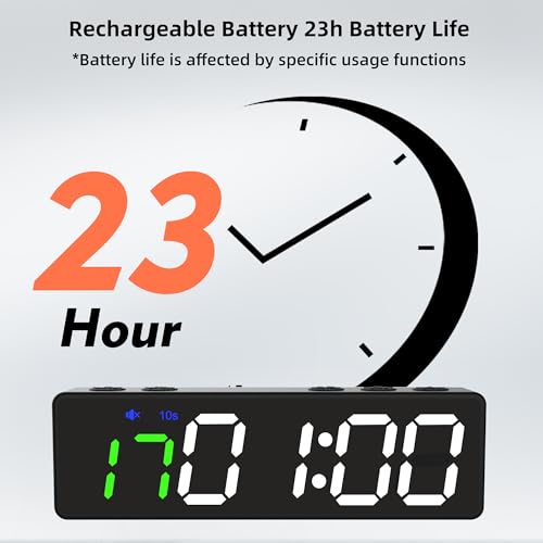 Mini Portable Gym Timer Clock, Large LED Digital Display Screen, Powerful Magnet, Powerful Battery, Count up/Down, Stopwatch, Exercise Interval Timer, Eight Fitness Modes, Suitable for Home and Gym - color: Black