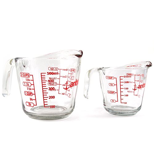 Anchor Hocking 2 Piece Glass Measuring Cup Set - size: 1-Cup & 2-Cup